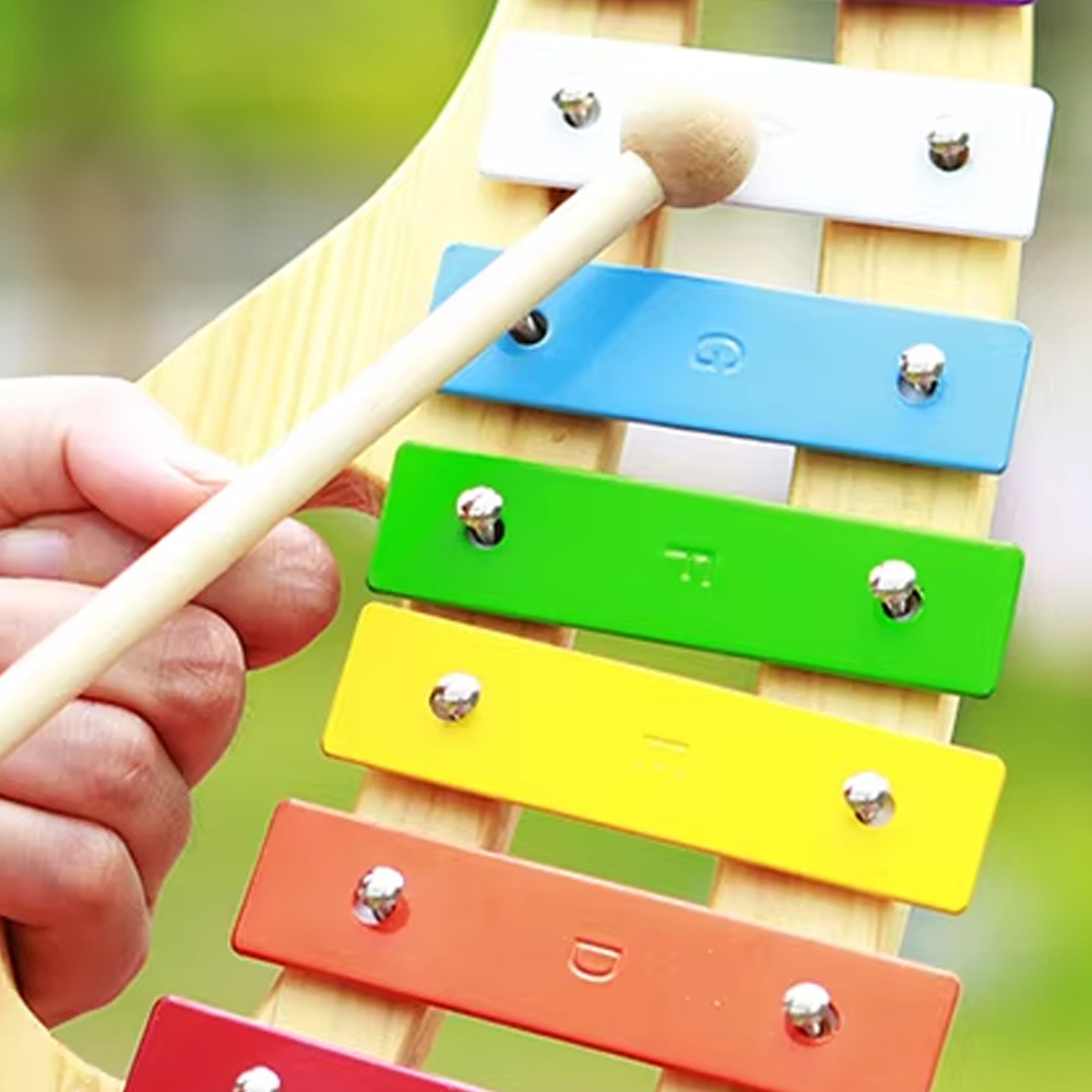 Musical Instrument Glockenspiel - 8-Noten-Xylophon, Orff-Musikinstrument, Ahorn-Glockenspiel mit Trommelstöcken, Percussion