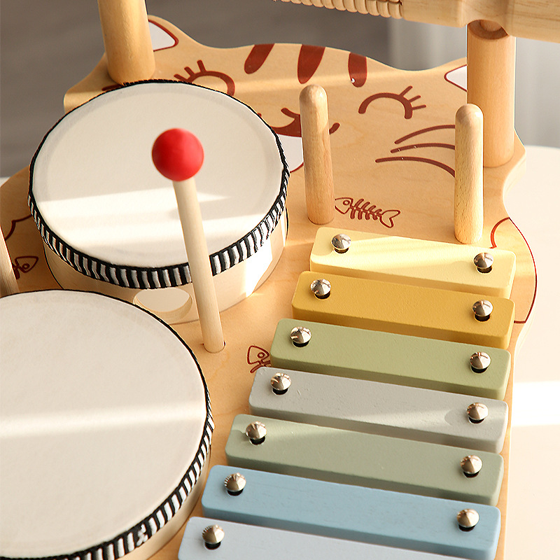 Musical Instrument Xylophone - Montessori Lernspielzeug Holz-Xylophon Trommel-Set Windspiele Percussion